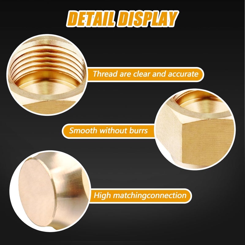 TOPGO 3 Pack Brass Flare Cap 3/8 Inch Tube OD Compression Stop Valve Caps 45 Degree Flare Tube Gas Line Cap Pipe Fittings - Image 4